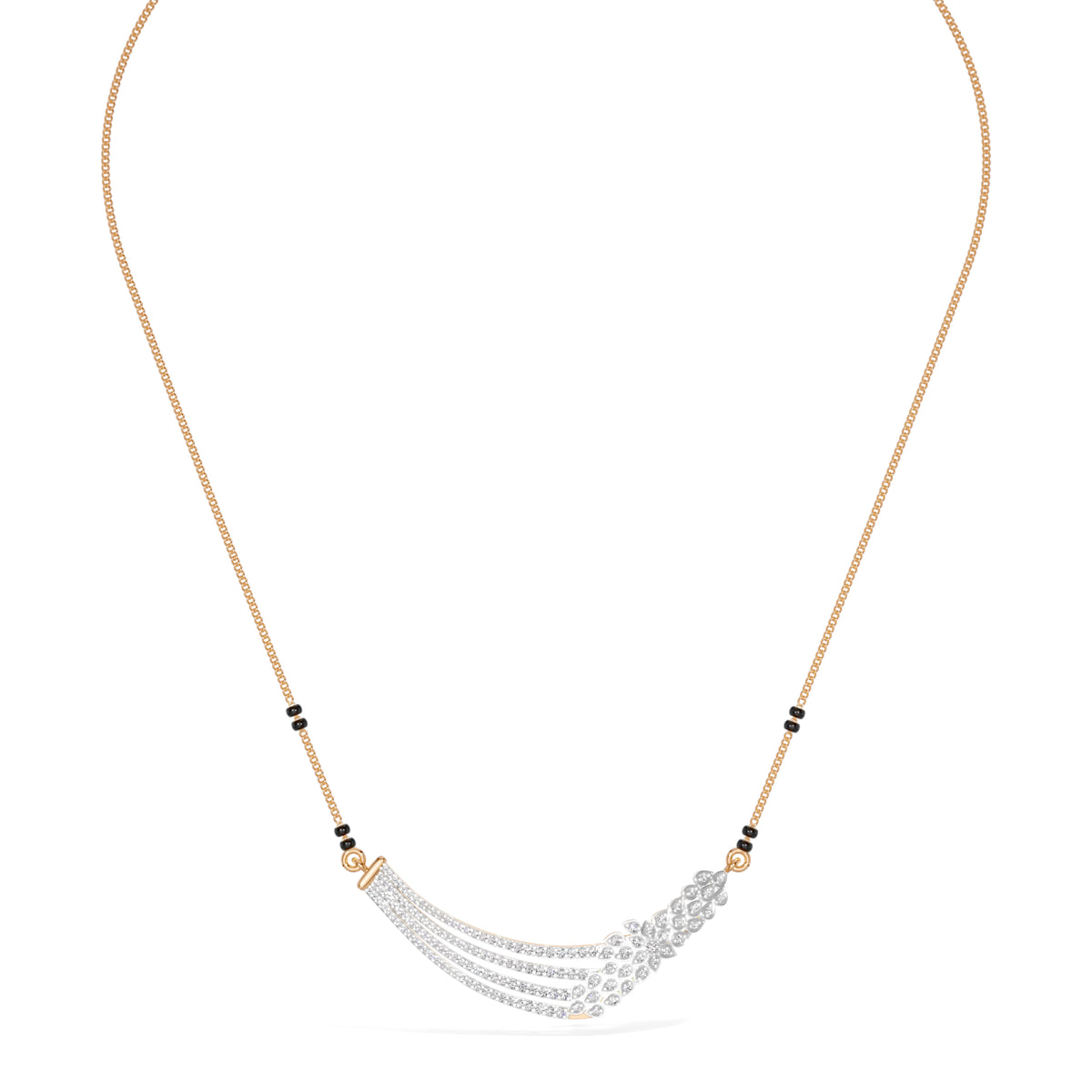 Rose Gold Multi Row Pave Round Lab Grown Diamond Vyxen Mangalsutra