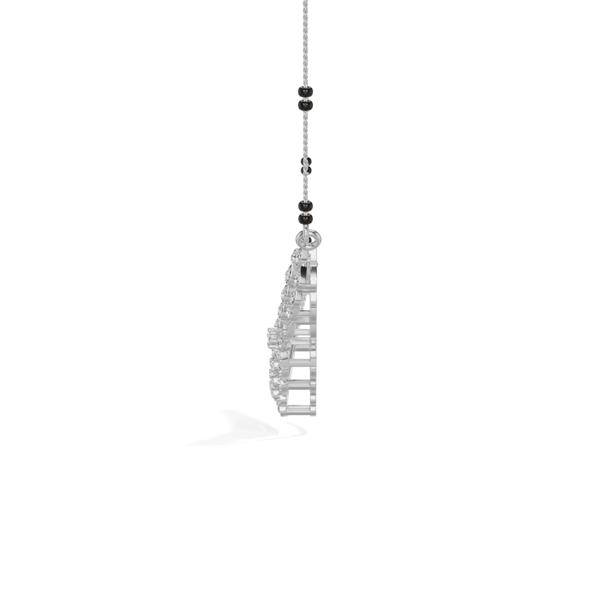 White Gold Multi Row Pave Round Lab Grown Diamond Vyxen Mangalsutra