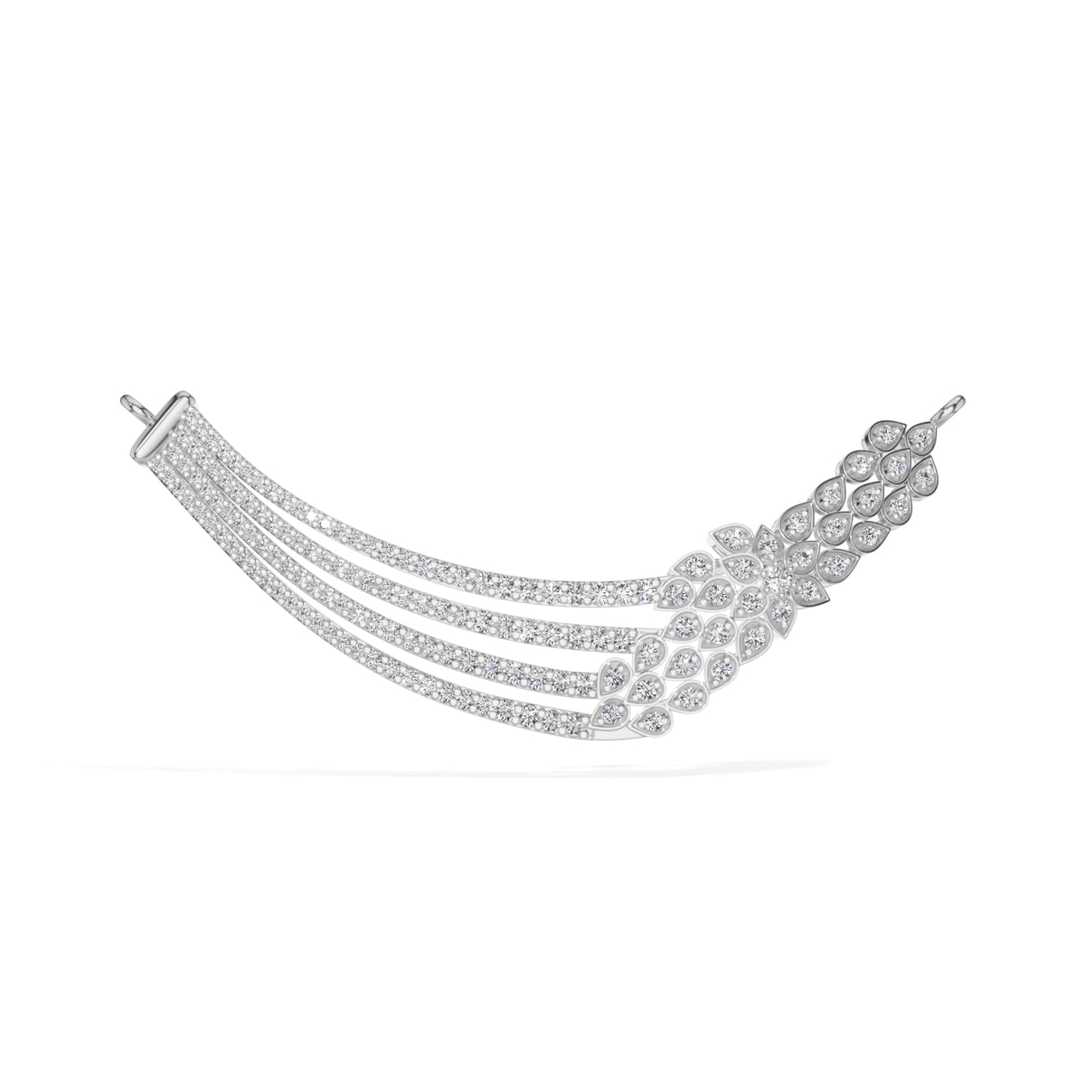 White Gold Multi Row Pave Round Lab Grown Diamond Vyxen Mangalsutra