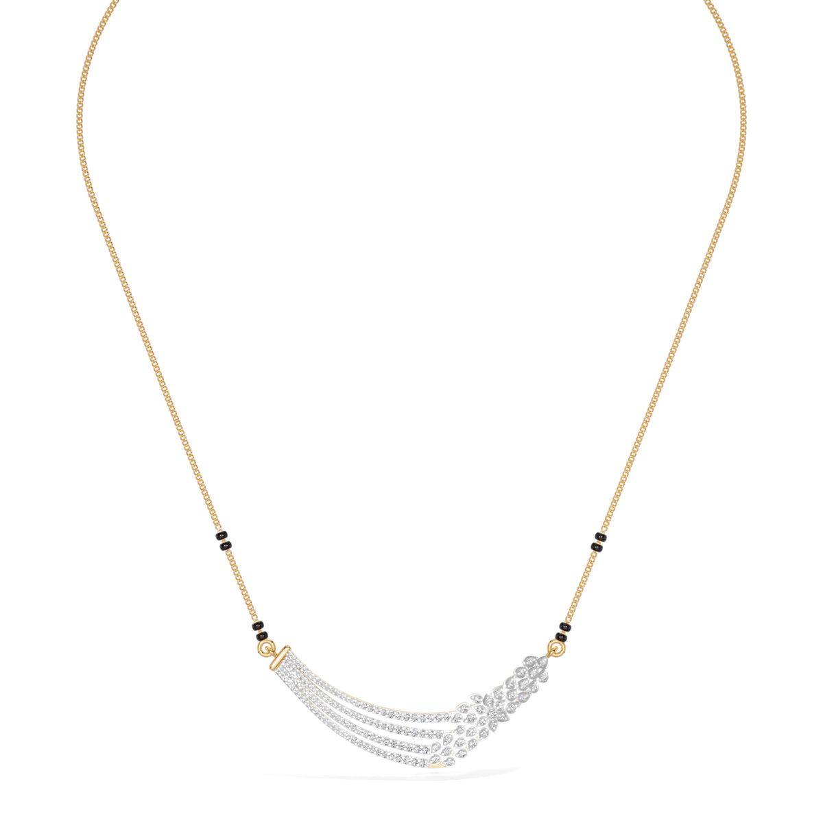 Yellow Gold Multi Row Pave Round Lab Grown Diamond Vyxen Mangalsutra