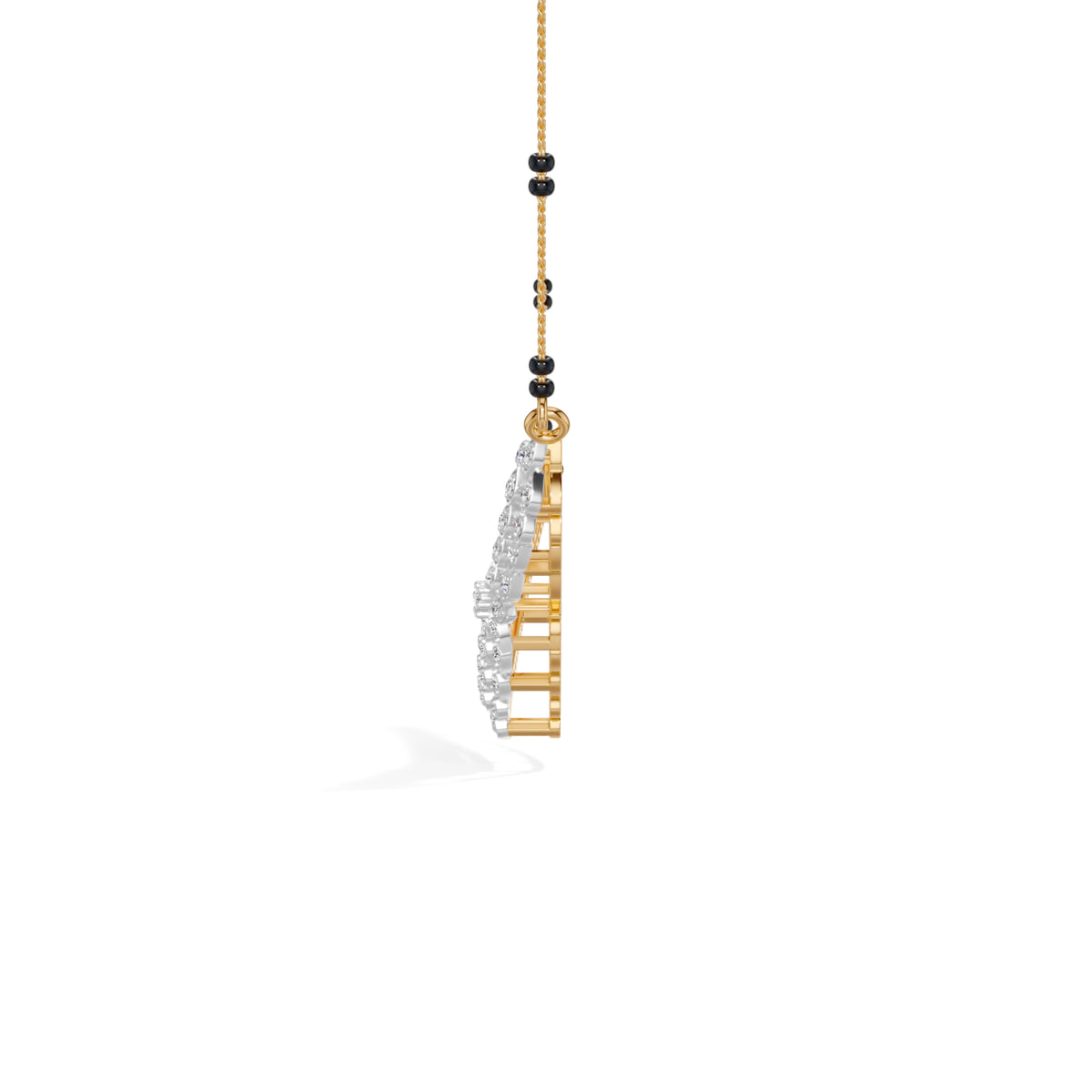 Yellow Gold Multi Row Pave Round Lab Grown Diamond Vyxen Mangalsutra