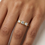 Gold Three Stone Princess Lab Grown Diamond Aevra Ring