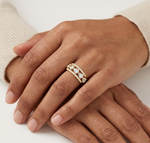 Gold 1Ct Pear Open Band Double Pave Lab Grown Diamond Aexil Ring