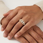 Gold 1Ct Pear Open Band Double Pave Lab Grown Diamond Aexil Ring