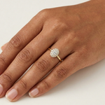 Gold Halo Settimg Oval Lab Grown Diamond Alyne Ring