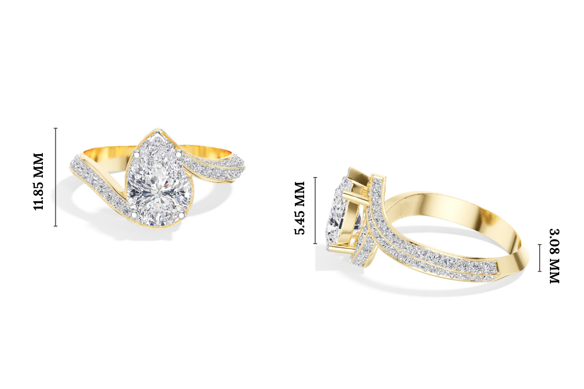 Pear Bypass Pave Lab Grown Diamond Amelis Engagement Ring
