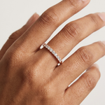 Gold Pave Band Round Lab Grown Diamond Anora Ring