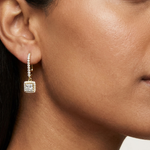 Gold Halo Drop Setting Princess Lab Grown Diamond Ardia Earring