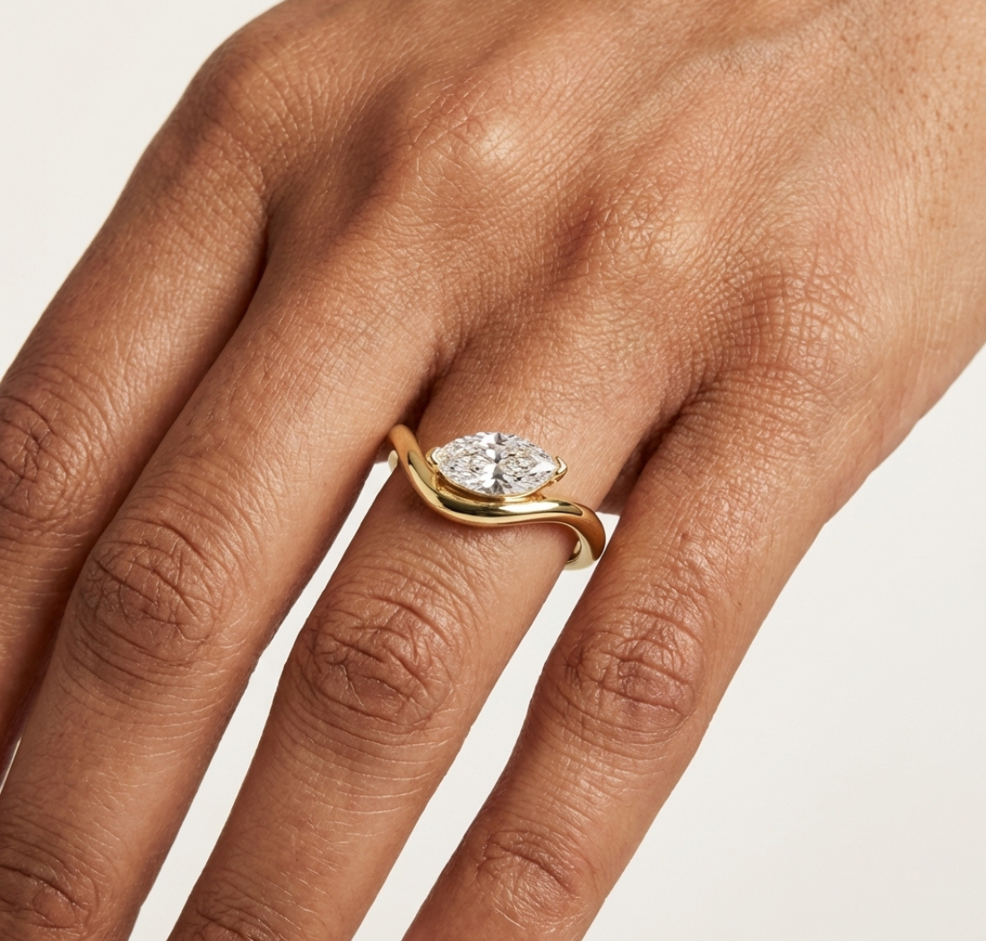 Gold Solitaire Marquise Lab Grown Diamond Arlen Ring