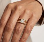 Gold 1Ct Bezel Setting Emerald Lab Grown Diamond Arven Ring