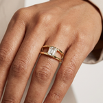 Gold 1Ct Bezel Setting Emerald Lab Grown Diamond Arven Ring