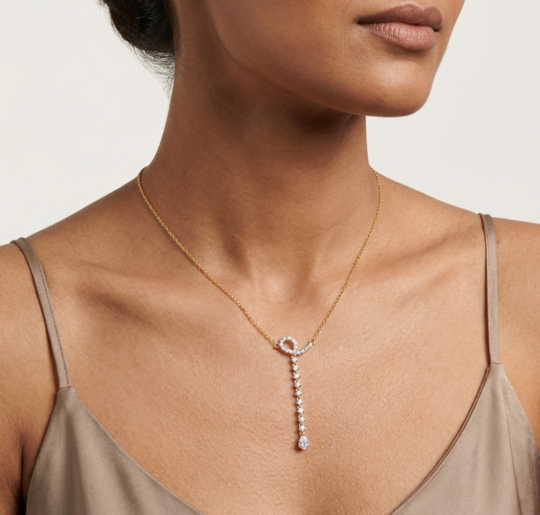 Gold 1Ct Halo Drop Round Lab Grown Diamond Arvion Pendant
