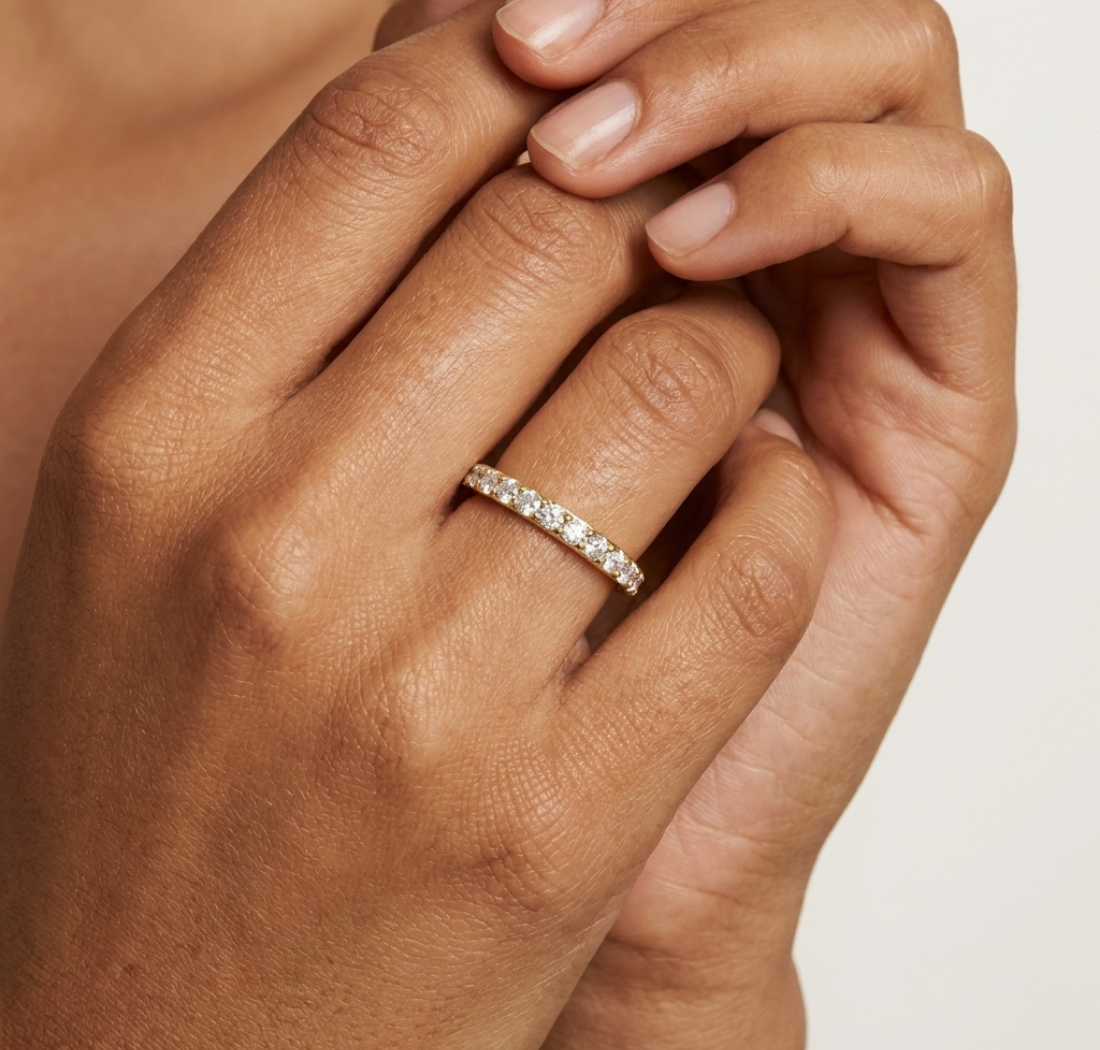 Gold Pave Eternity Prong Round Lab Grown Diamond Arvix Ring