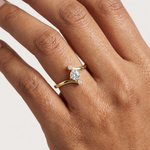 Gold Floral Cluster Prong Round Lab Grown Diamond Arxel Ring