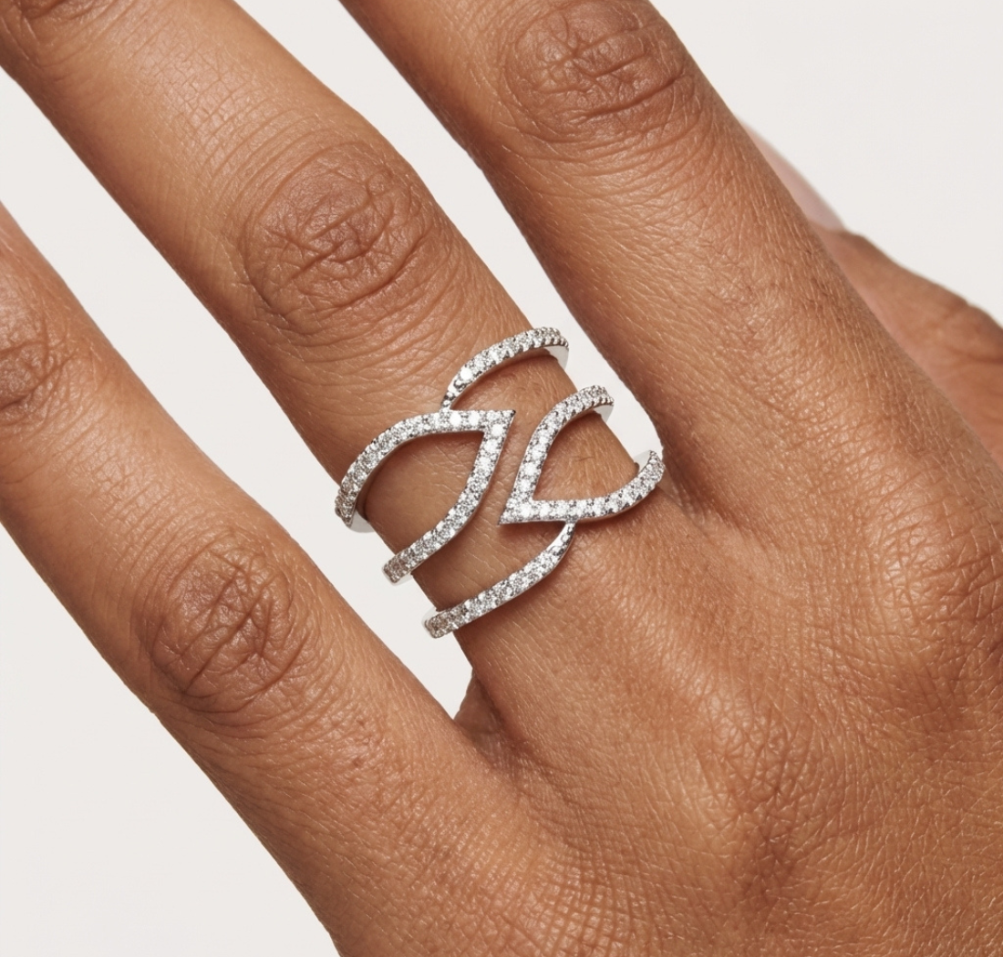 Gold Spiral Pave Band Round Lab Grown Diamond Aurexa Ring