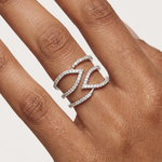 Gold Spiral Pave Band Round Lab Grown Diamond Aurexa Ring