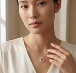 Pink Gemstone & Lab Grown Diamond Halo Aveline Pendant 