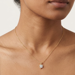 Gold Floral Cluster Prong Setting Heart Lab Grown Diamond Avena Pendant