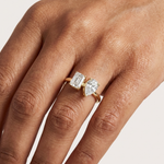 Gold 2Ct Emerald Pear Toi Et Moi Lab Grown Diamond Averix Ring