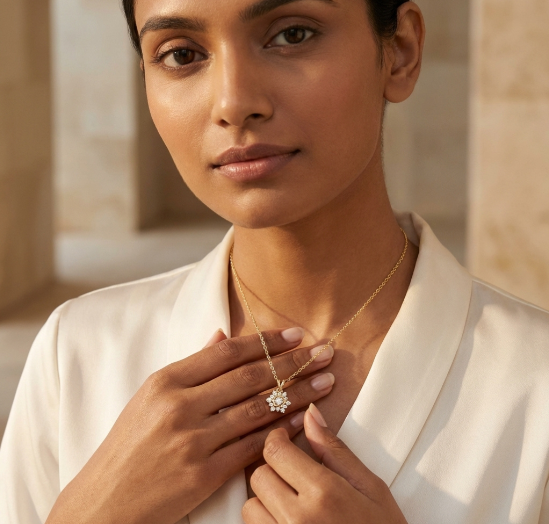 Gold Halo Round Lab Grown Diamond Avyne Pendant