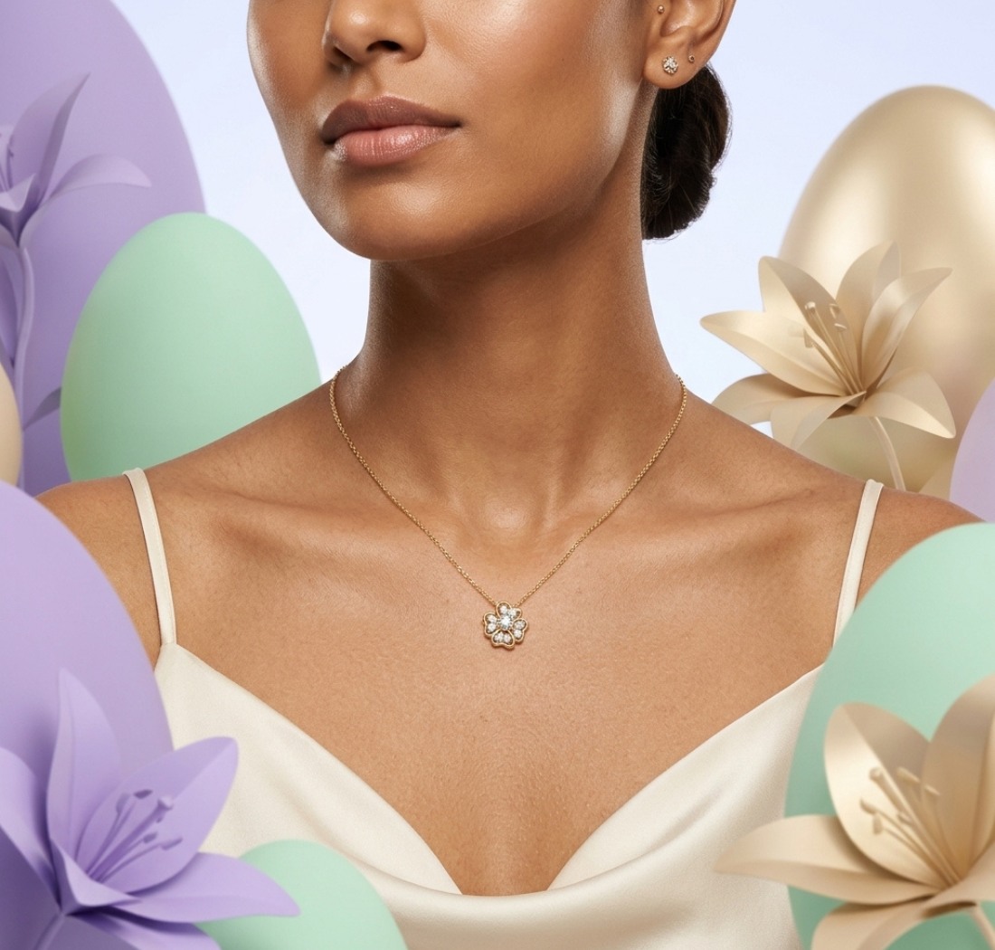 Gold Cluster Setting Pear Lab Grown Diamond Avyra Pendant