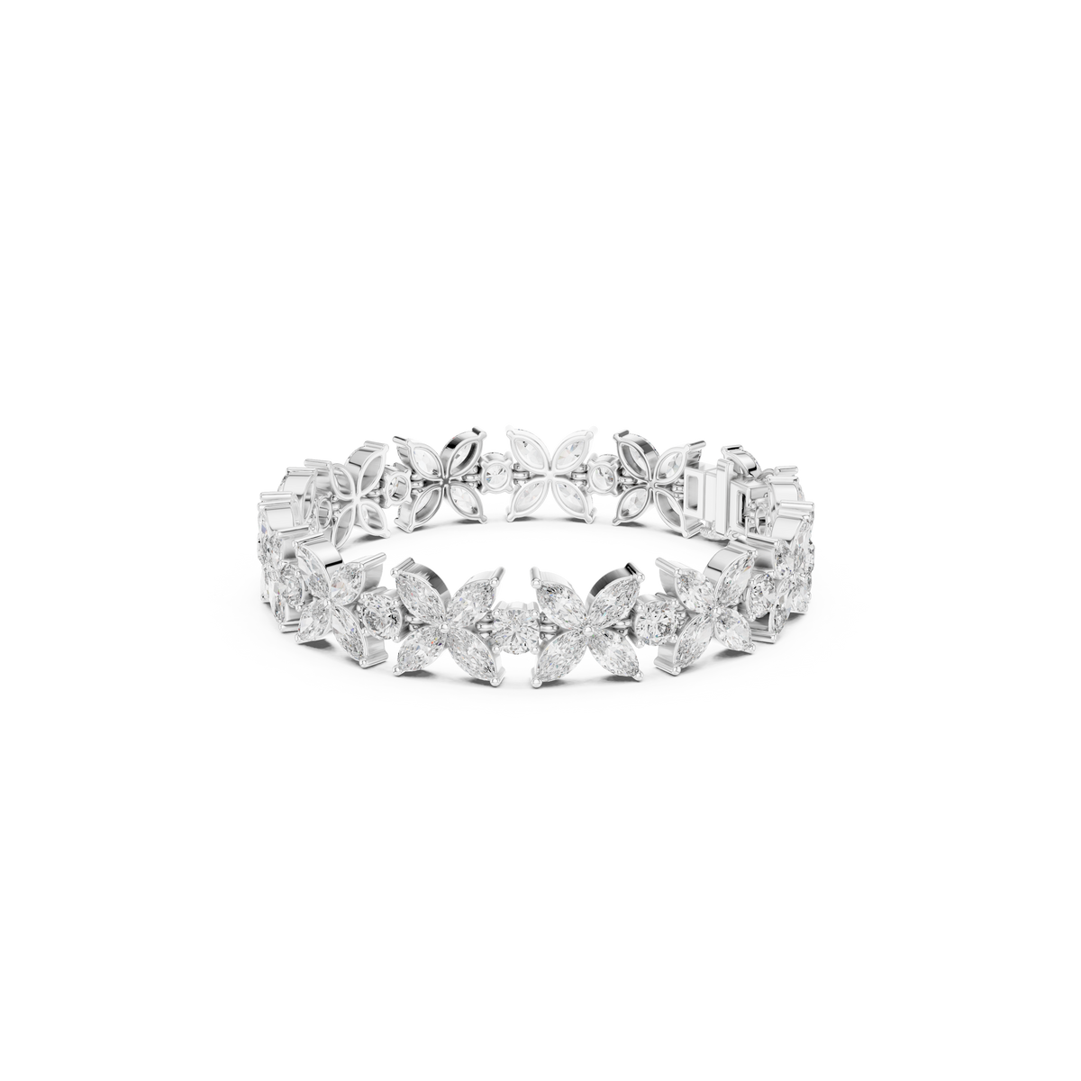 Gold 14Ct Marquise Floral Lab Grown Diamond Cami Bracelet