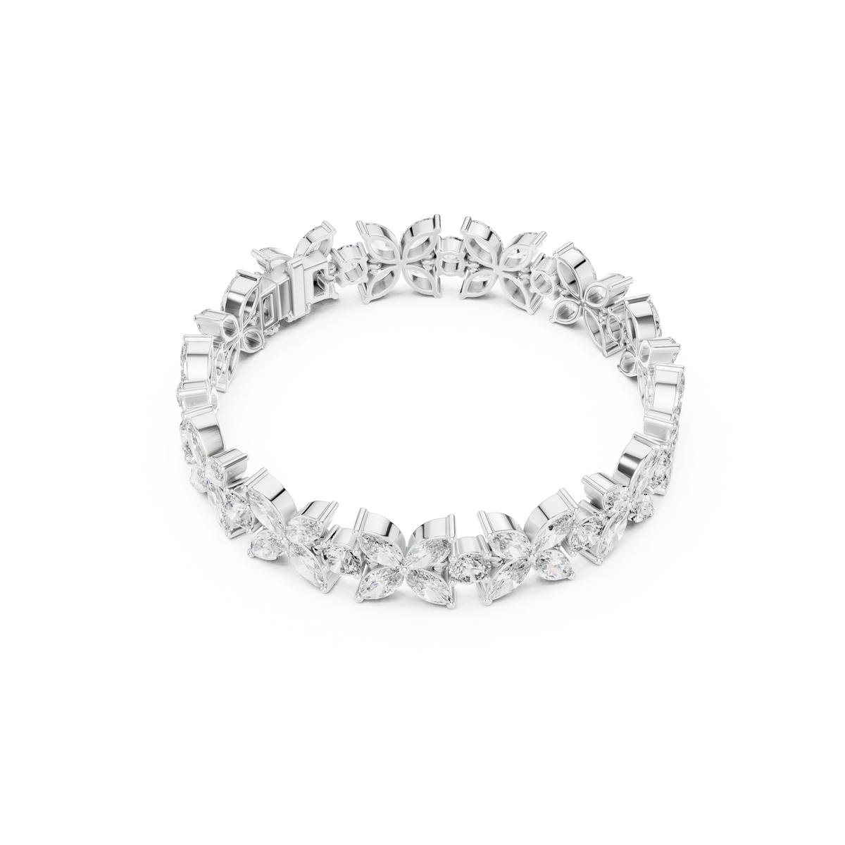 Gold 14Ct Marquise Floral Lab Grown Diamond Cami Bracelet