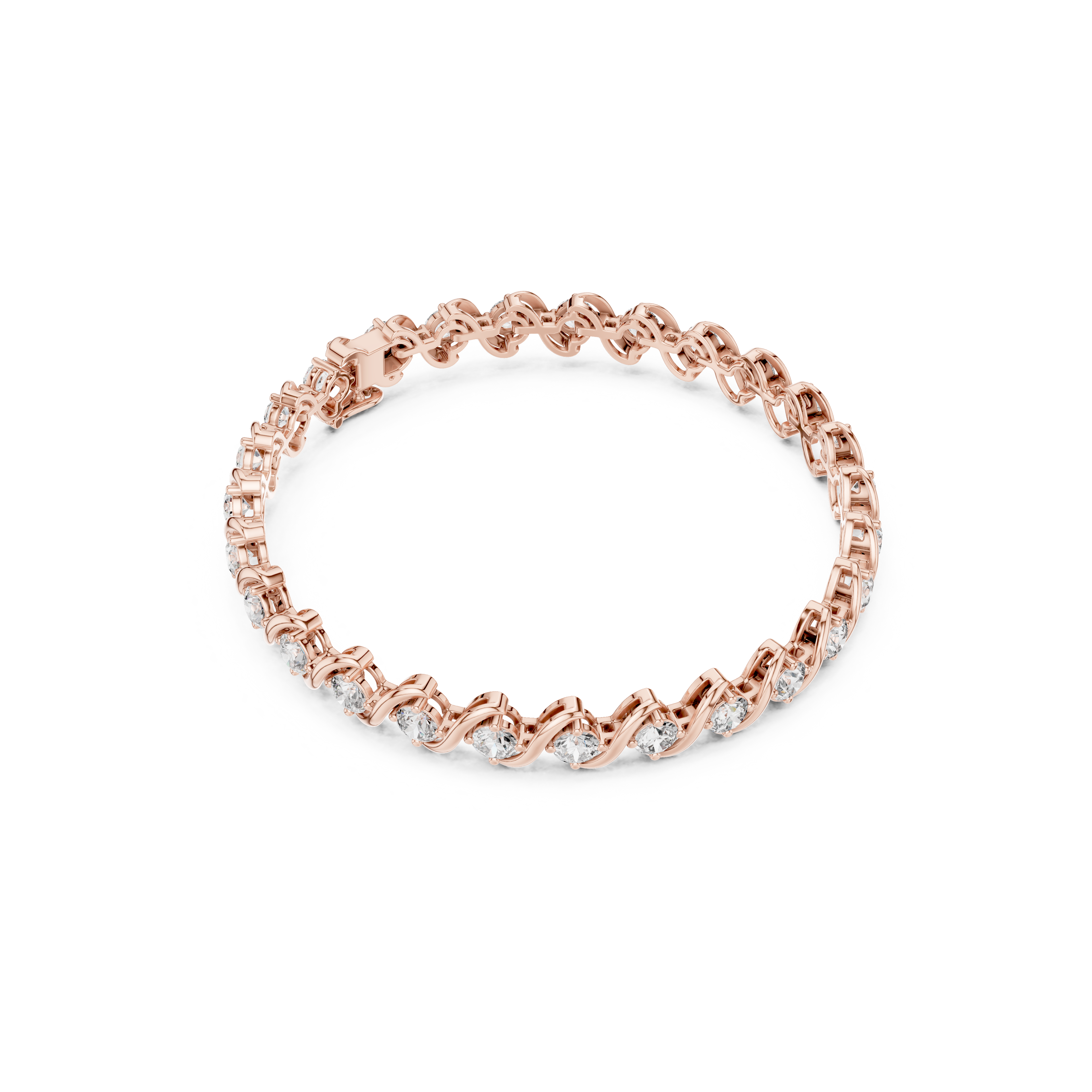 Gold 6Ct Round Cut Lab Grown Diamond Tennis Vorex Bracelet