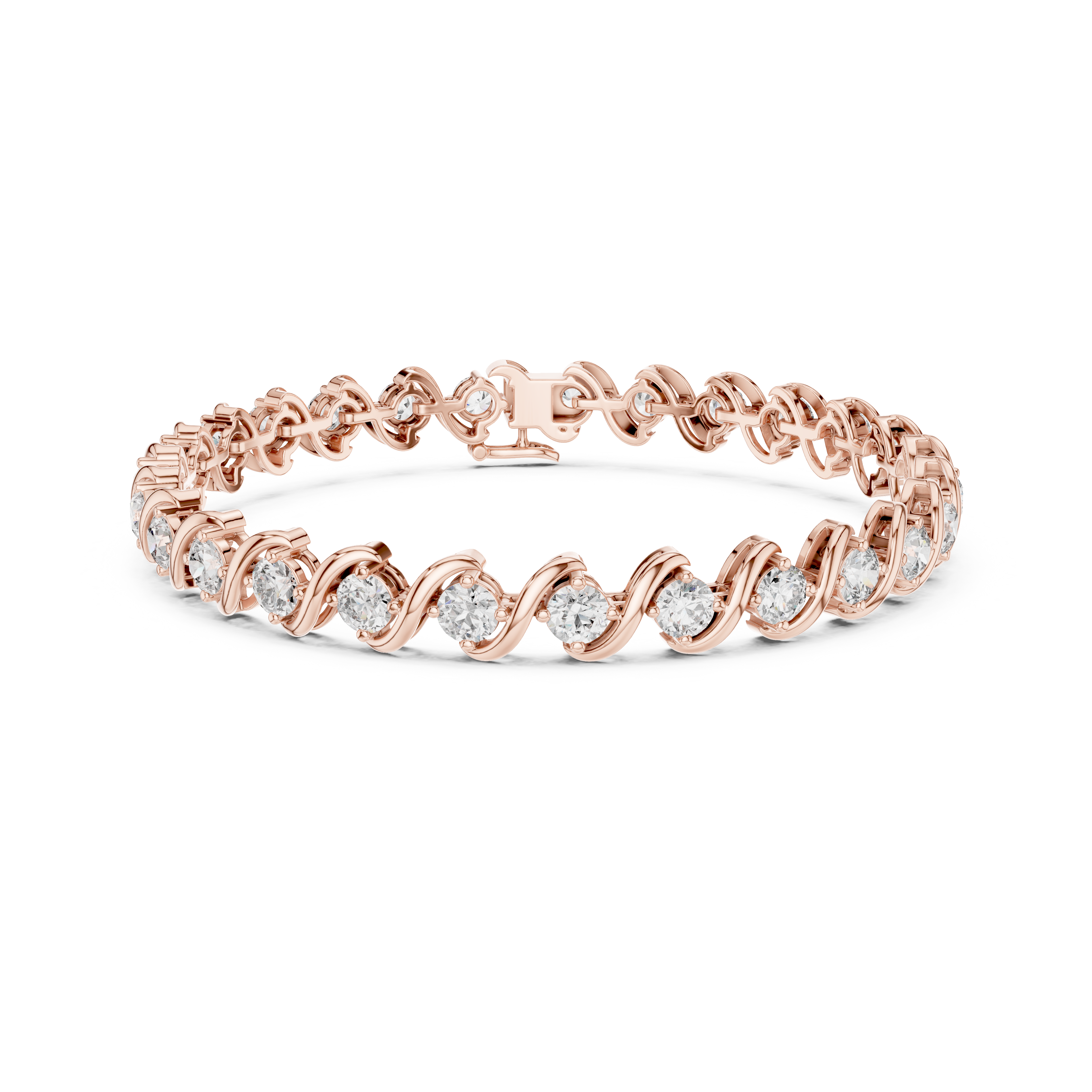 Gold 6Ct Round Cut Lab Grown Diamond Tennis Vorex Bracelet