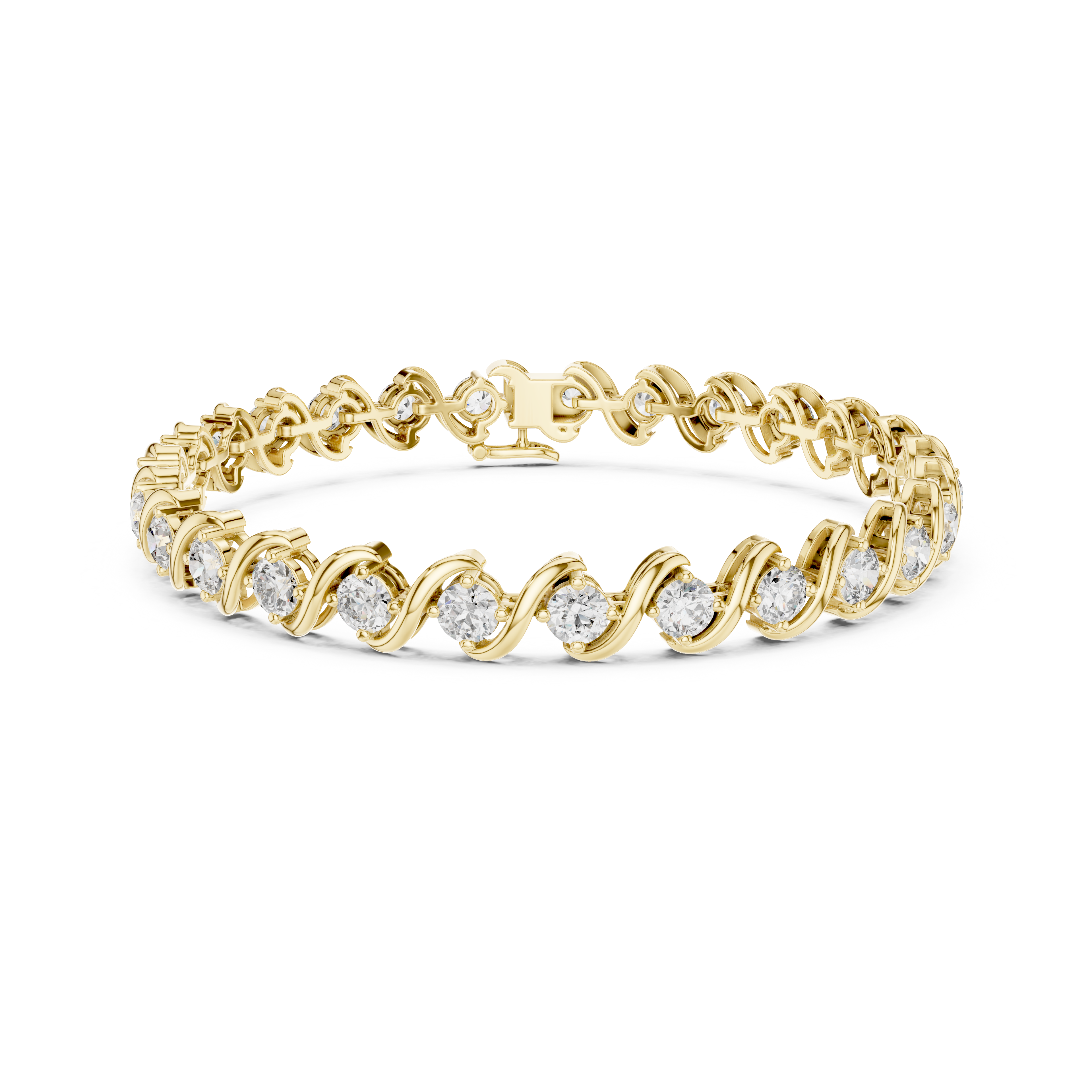 Gold 6Ct Round Cut Lab Grown Diamond Tennis Vorex Bracelet