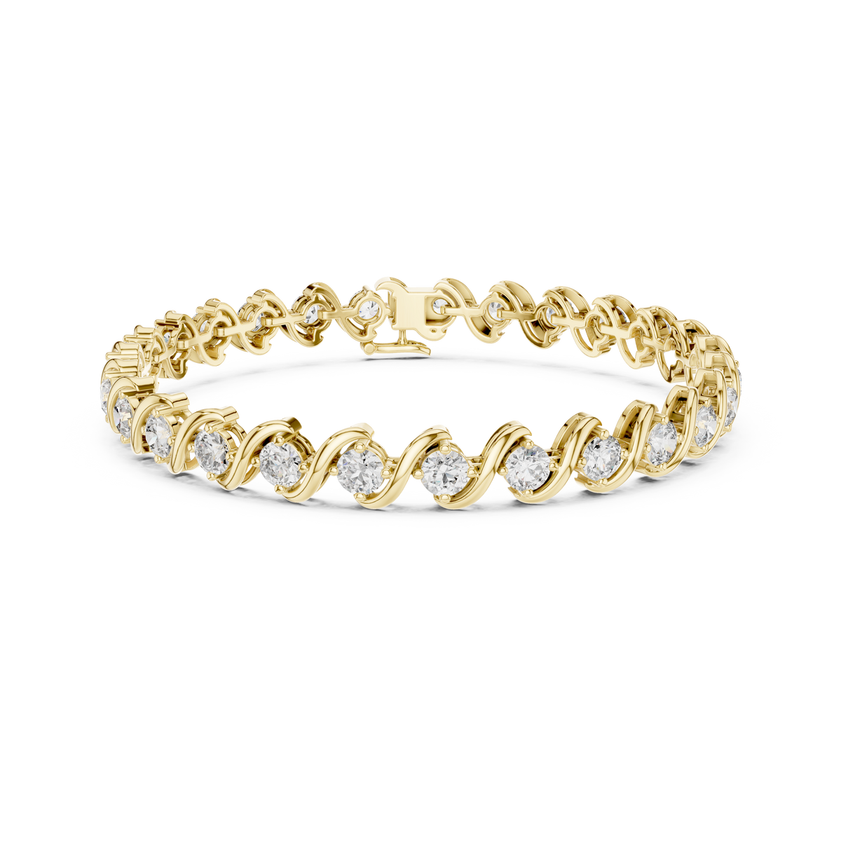 Gold 6Ct Round Cut Lab Grown Diamond Tennis Vorex Bracelet