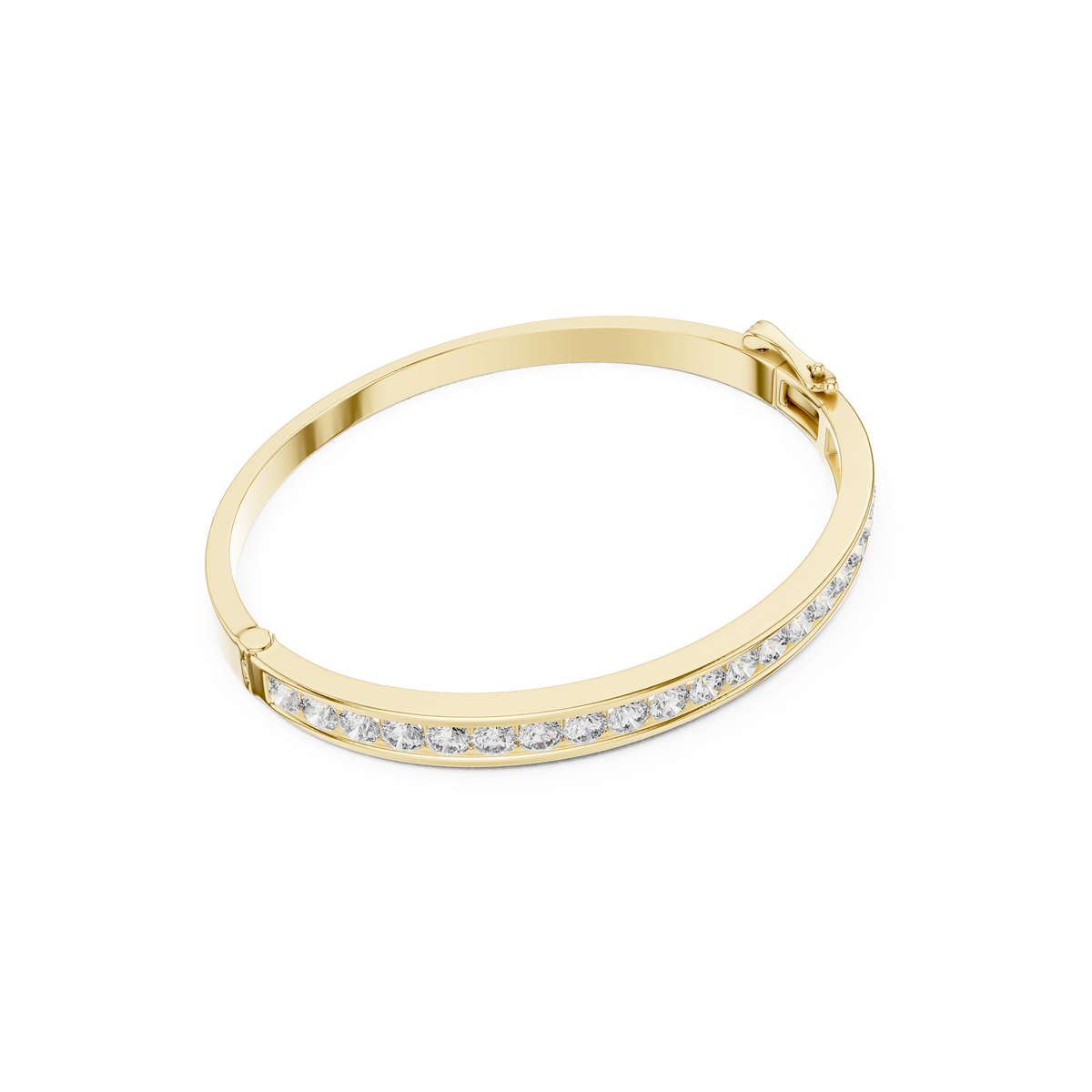 Gold 3 5Ct Round Lab Grown Diamond Caleb Bangle Bracelet