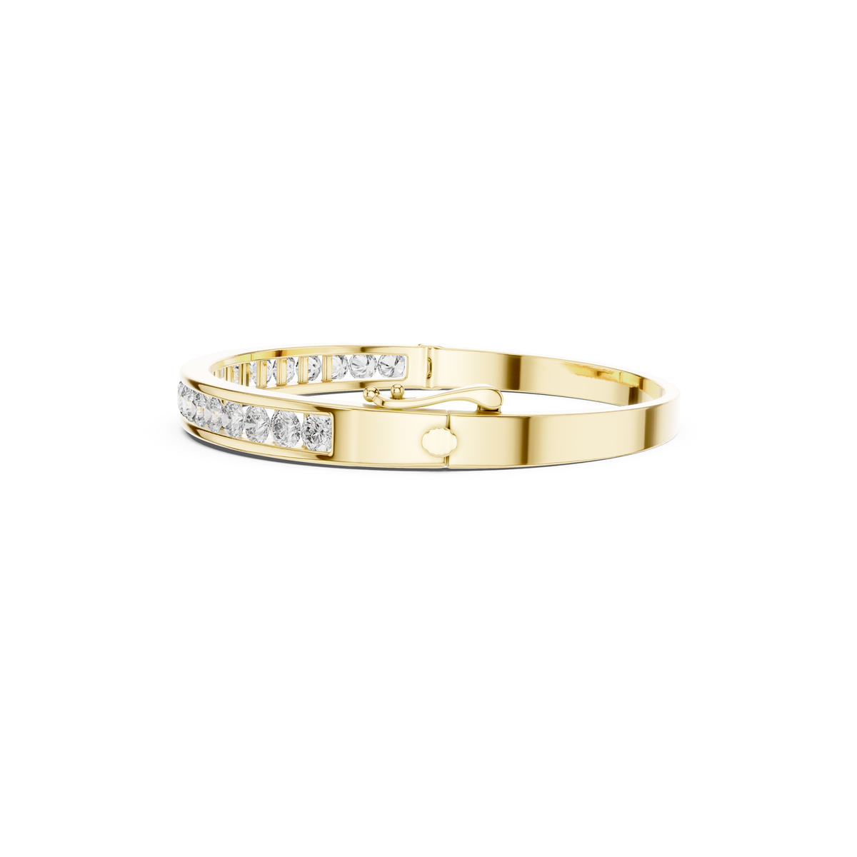 Gold 3 5Ct Round Lab Grown Diamond Caleb Bangle Bracelet