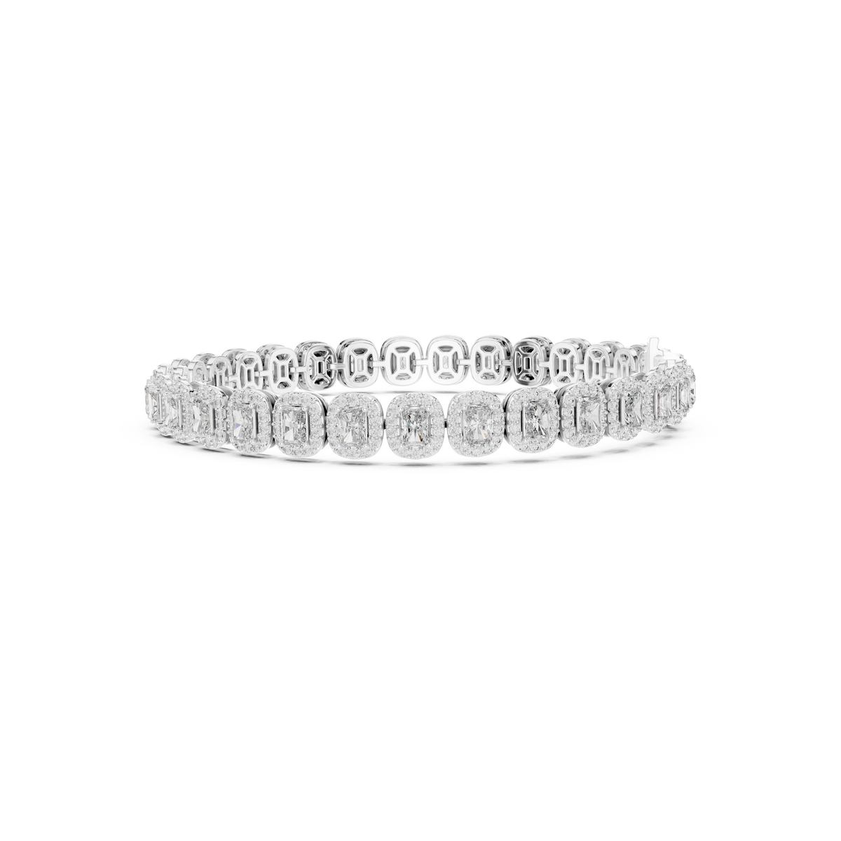 Gold 7Ct Emerald Halo Lab Grown Diamond Suton Bracelet