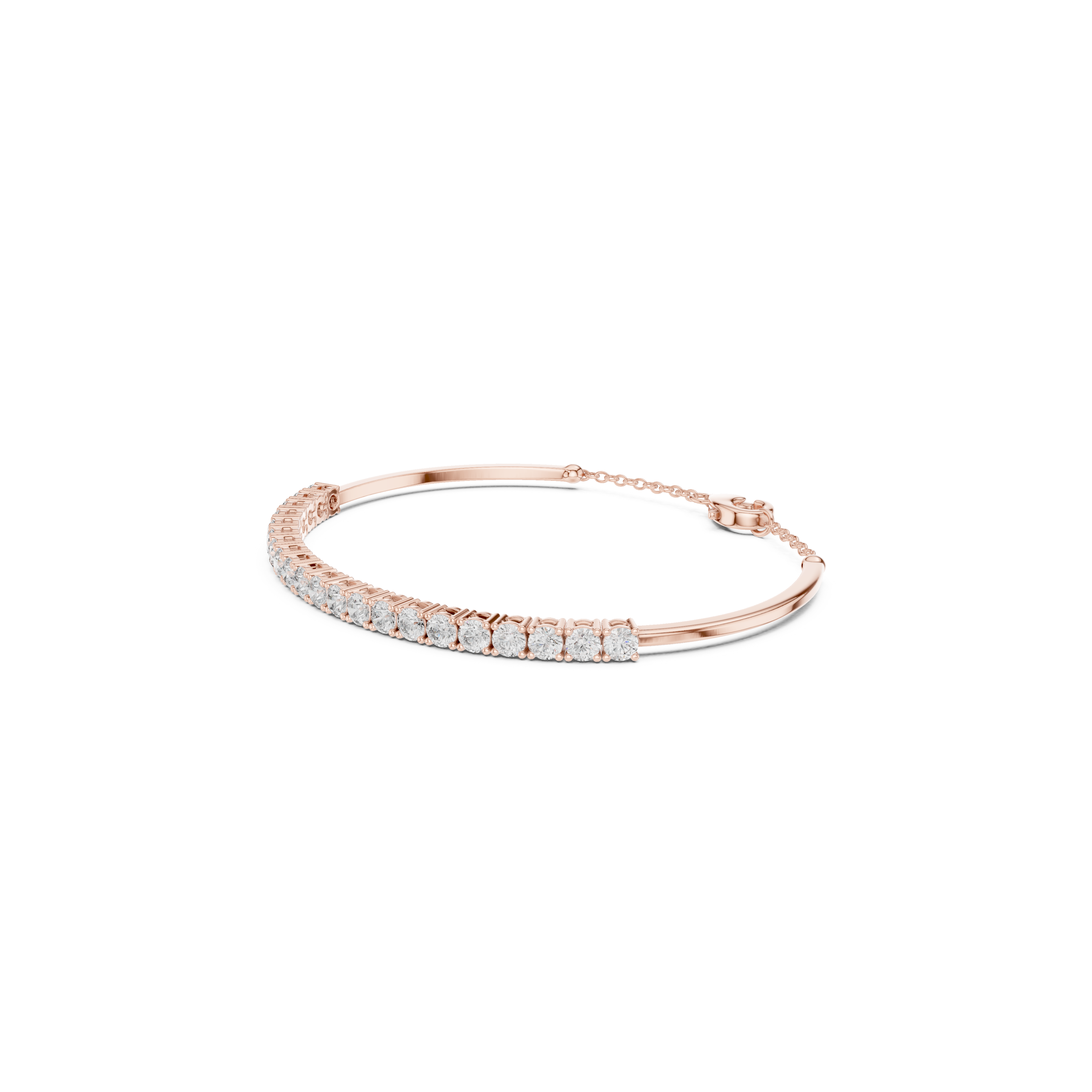 Gold 2Ct Half Tennis Round Lab Grown Diamond Tess Bracelet