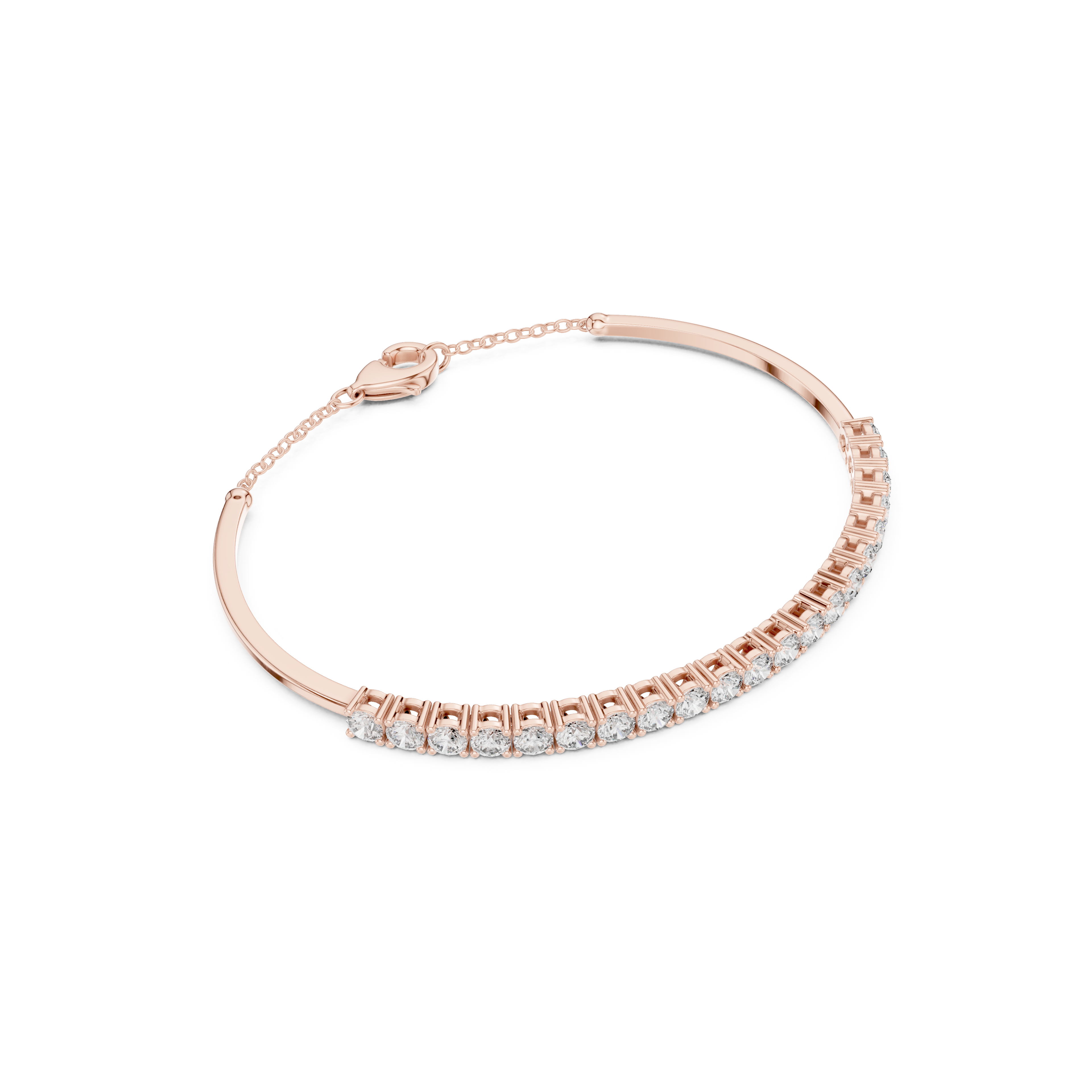 Gold 2Ct Half Tennis Round Lab Grown Diamond Tess Bracelet