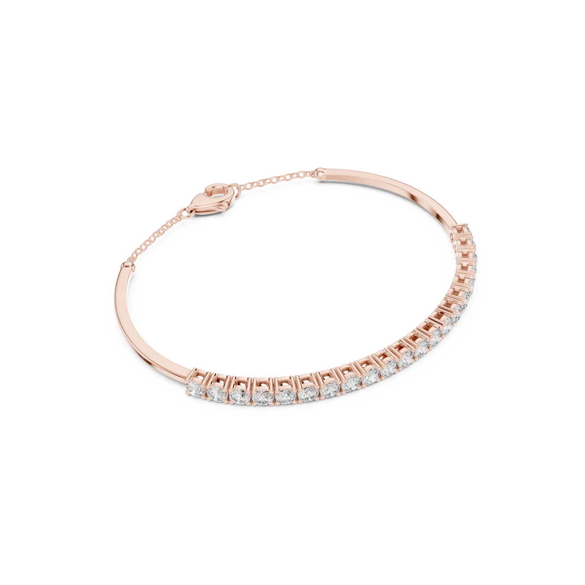 Gold 2Ct Half Tennis Round Lab Grown Diamond Tess Bracelet