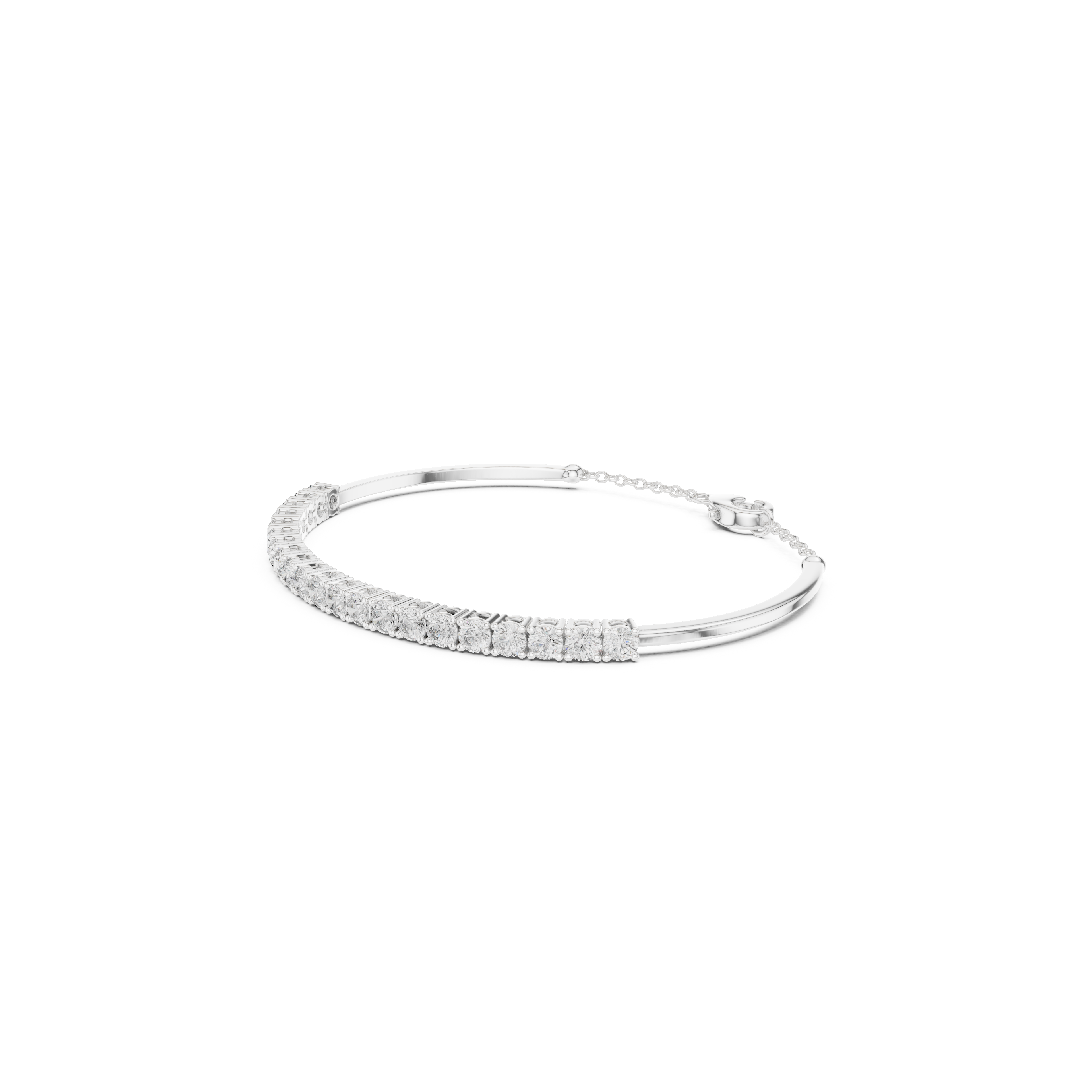 Gold 2Ct Half Tennis Round Lab Grown Diamond Tess Bracelet