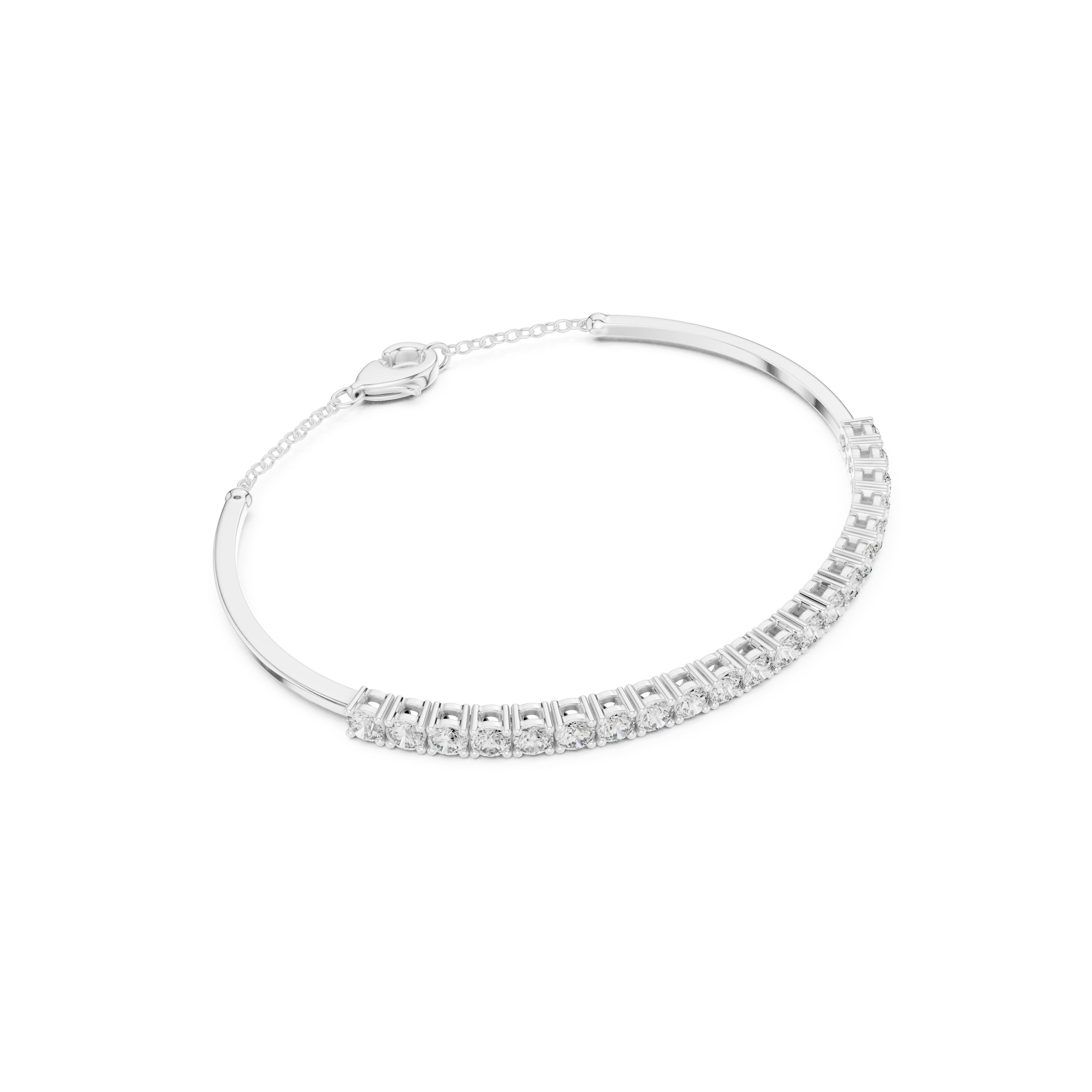 Gold 2Ct Half Tennis Round Lab Grown Diamond Tess Bracelet