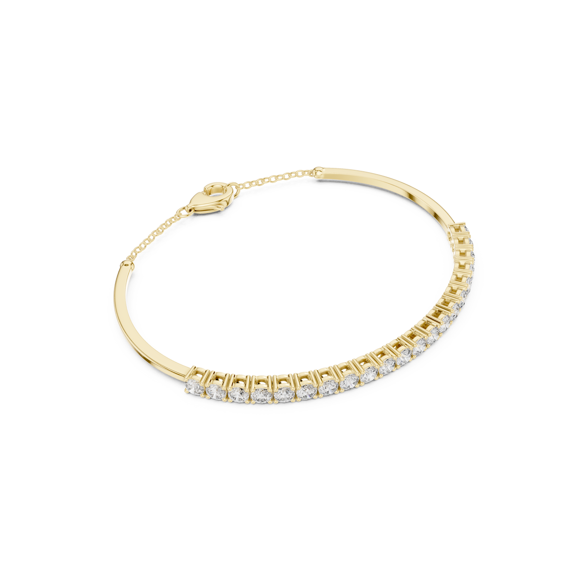Gold 2Ct Half Tennis Round Lab Grown Diamond Tess Bracelet