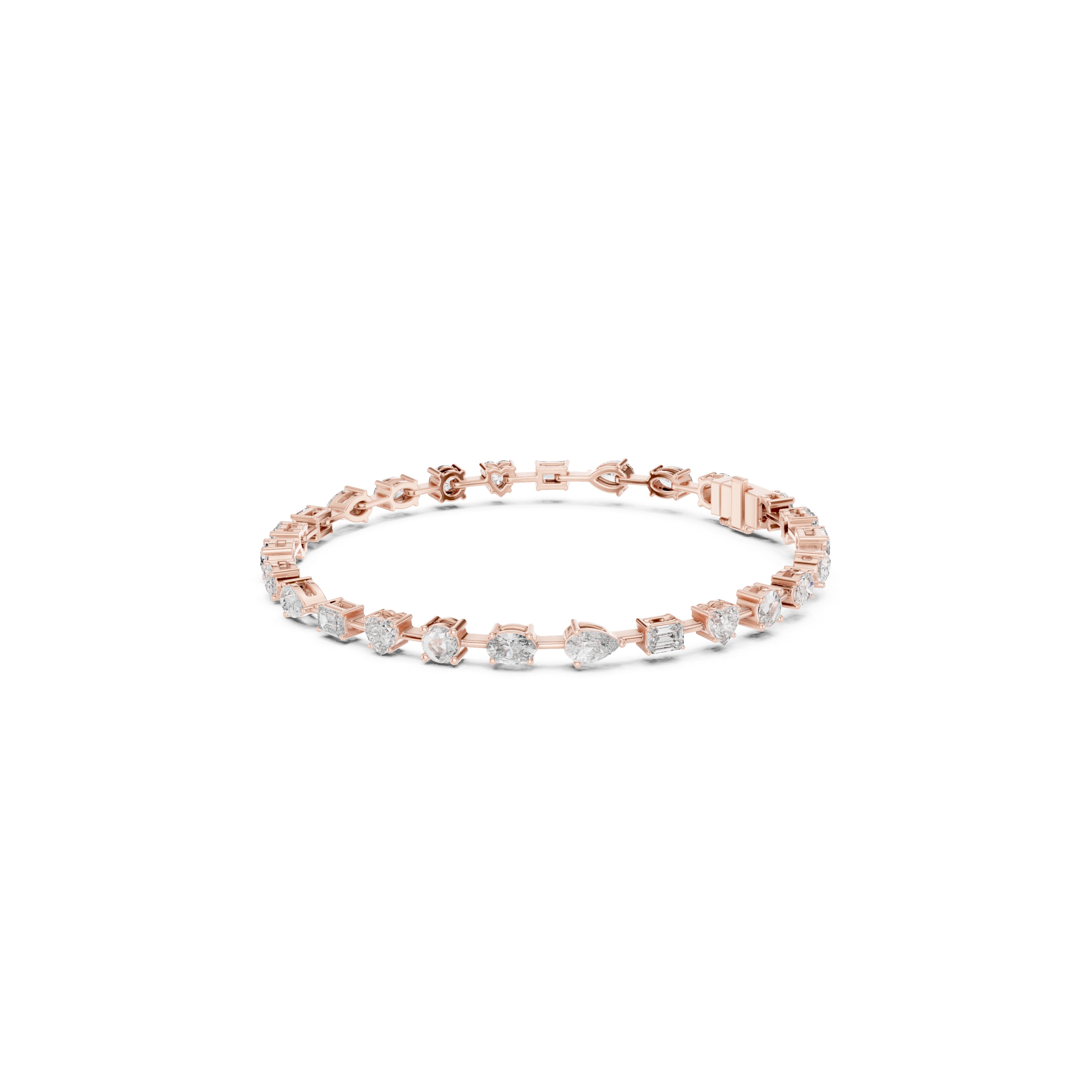 Gold 4Ct Multi Shape Lab Grown Diamond Kasha Solitaire Bracelet
