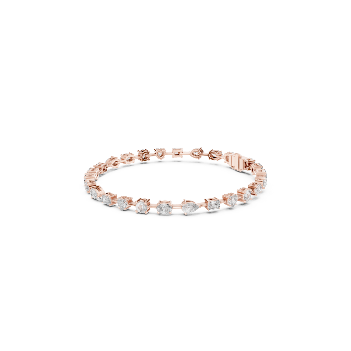 Gold 4Ct Multi Shape Lab Grown Diamond Kasha Solitaire Bracelet