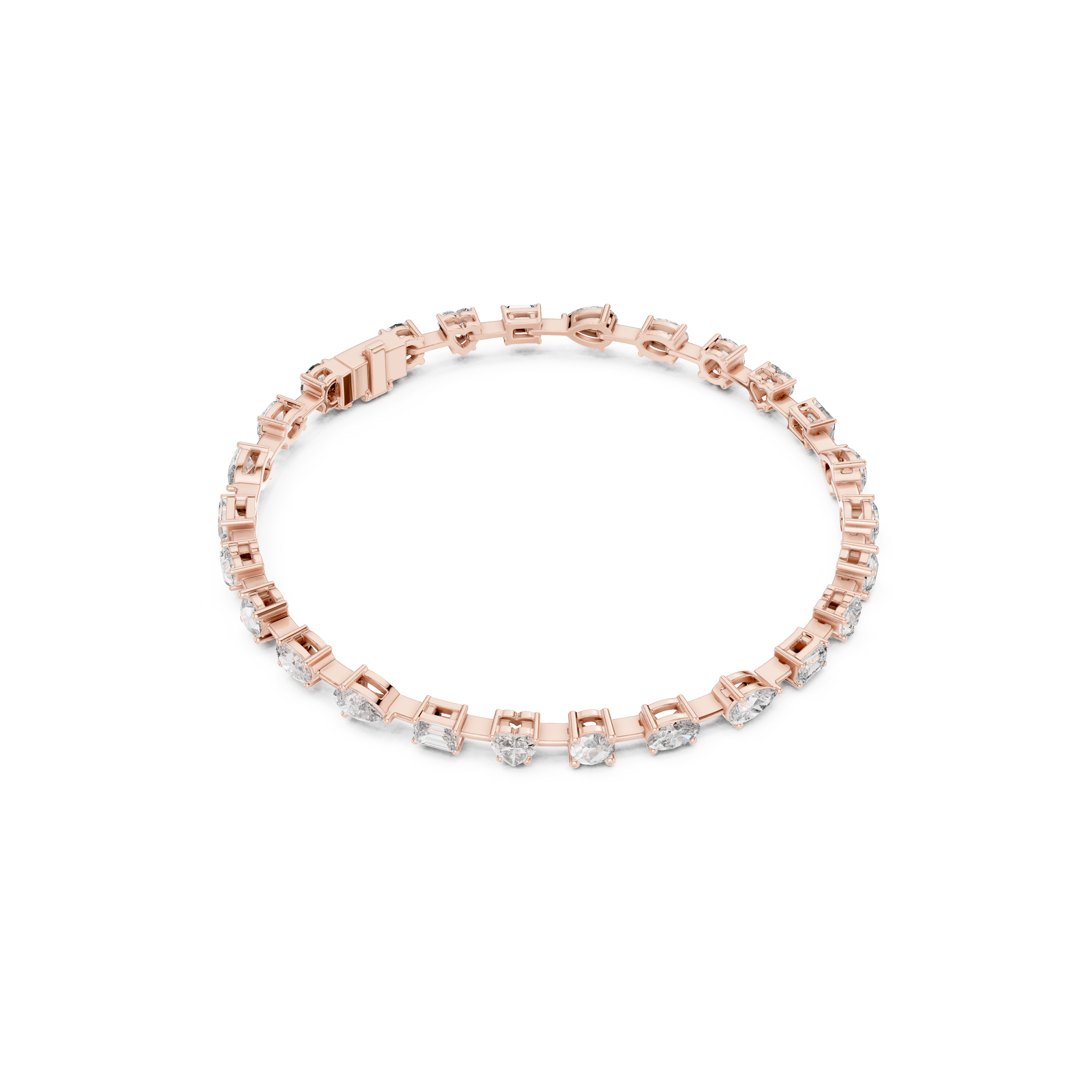 Gold 4Ct Multi Shape Lab Grown Diamond Kasha Solitaire Bracelet