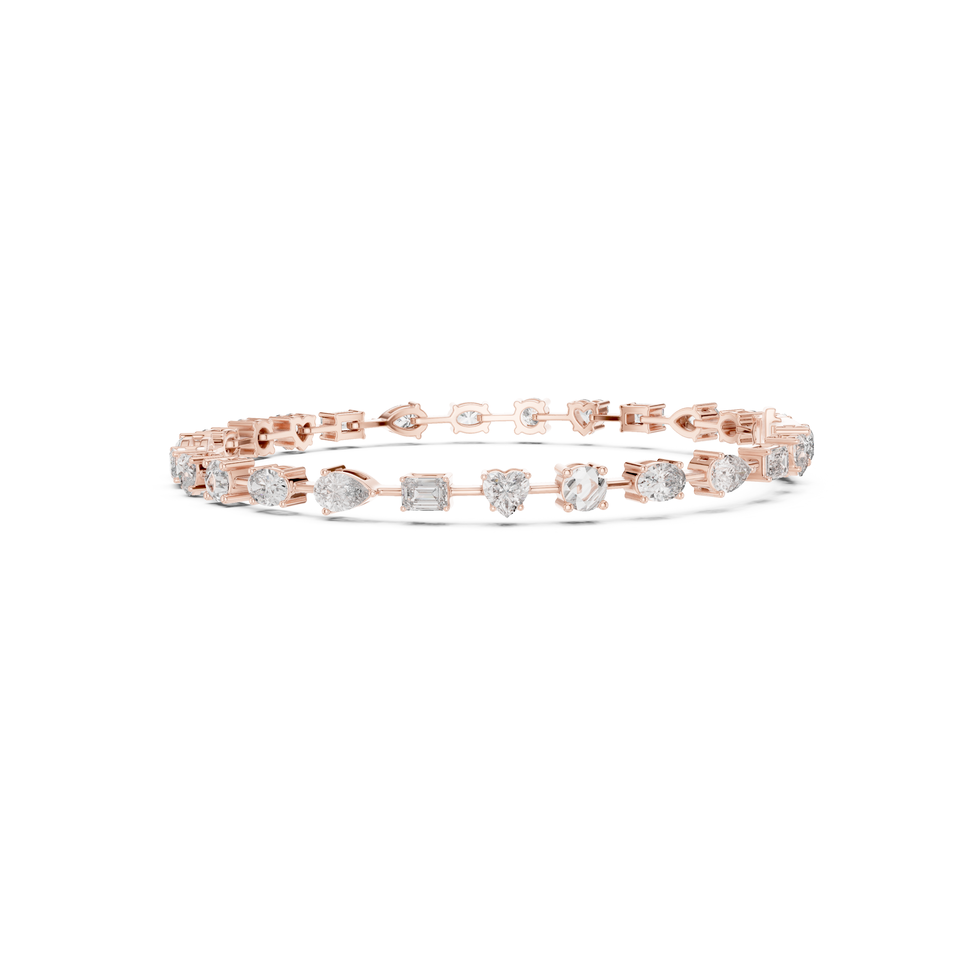 Gold 4Ct Multi Shape Lab Grown Diamond Kasha Solitaire Bracelet