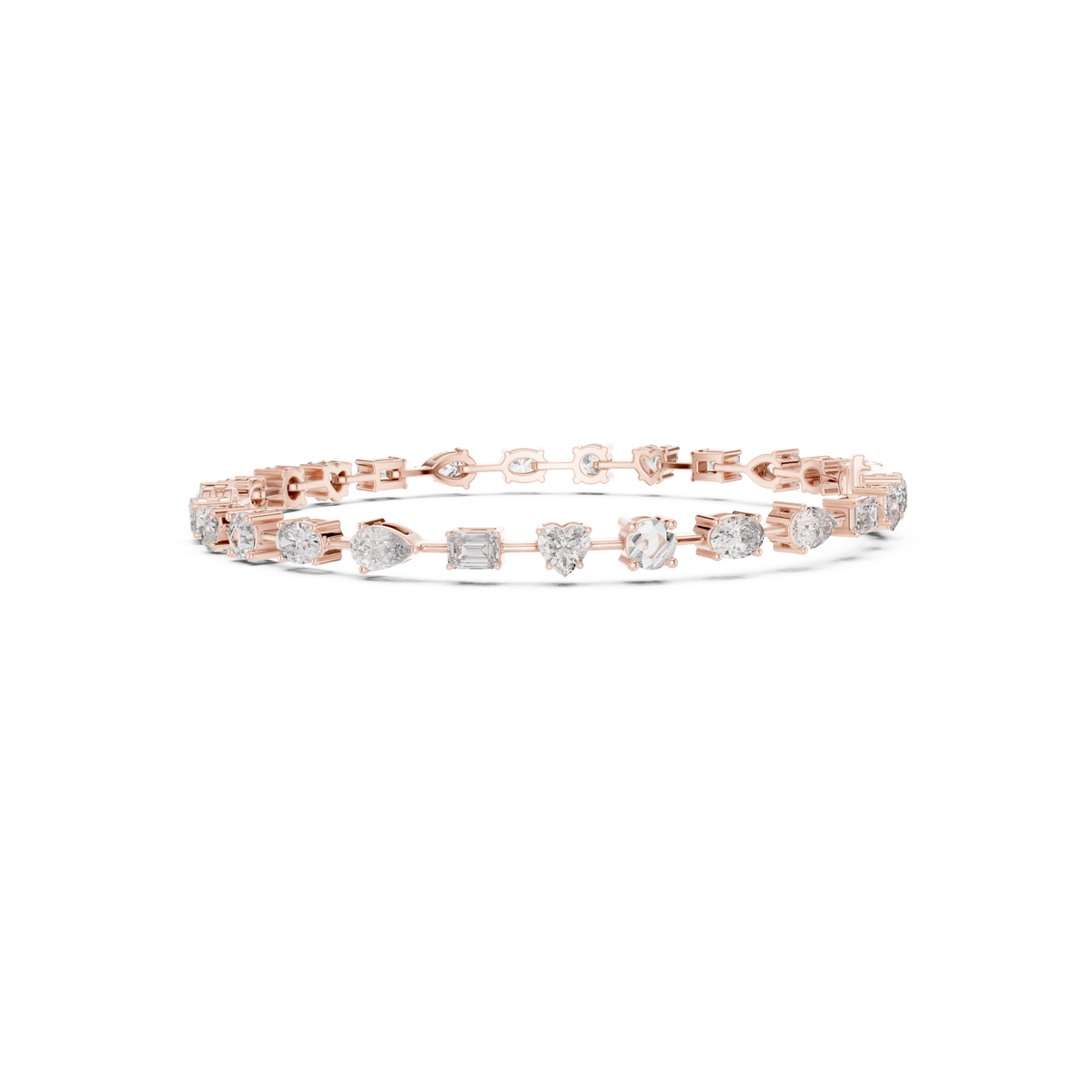 Gold 4Ct Multi Shape Lab Grown Diamond Kasha Solitaire Bracelet