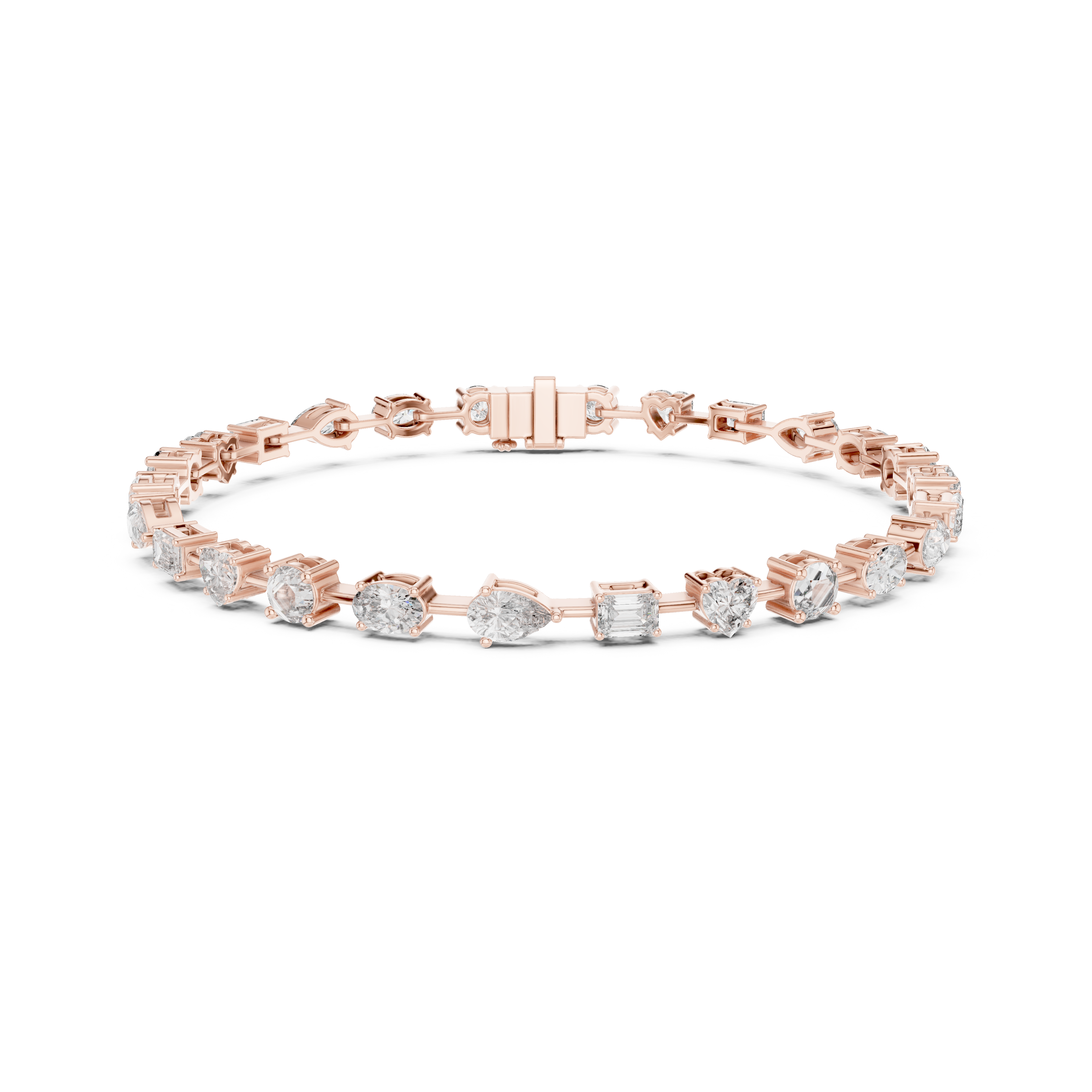 Gold 4Ct Multi Shape Lab Grown Diamond Kasha Solitaire Bracelet