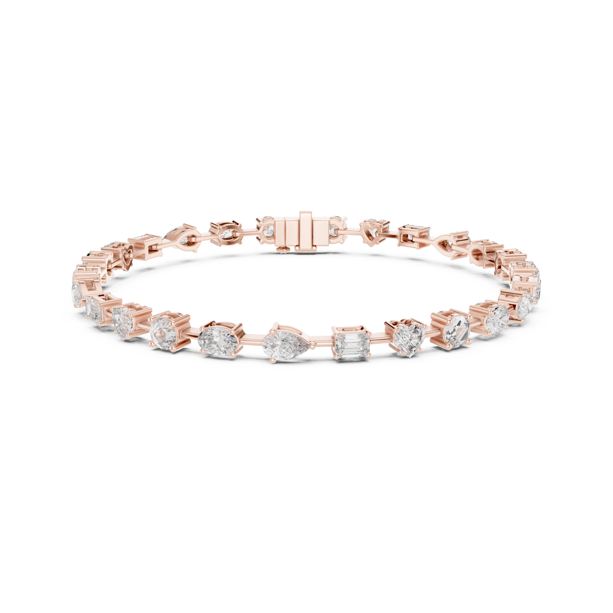 Gold 4Ct Multi Shape Lab Grown Diamond Kasha Solitaire Bracelet