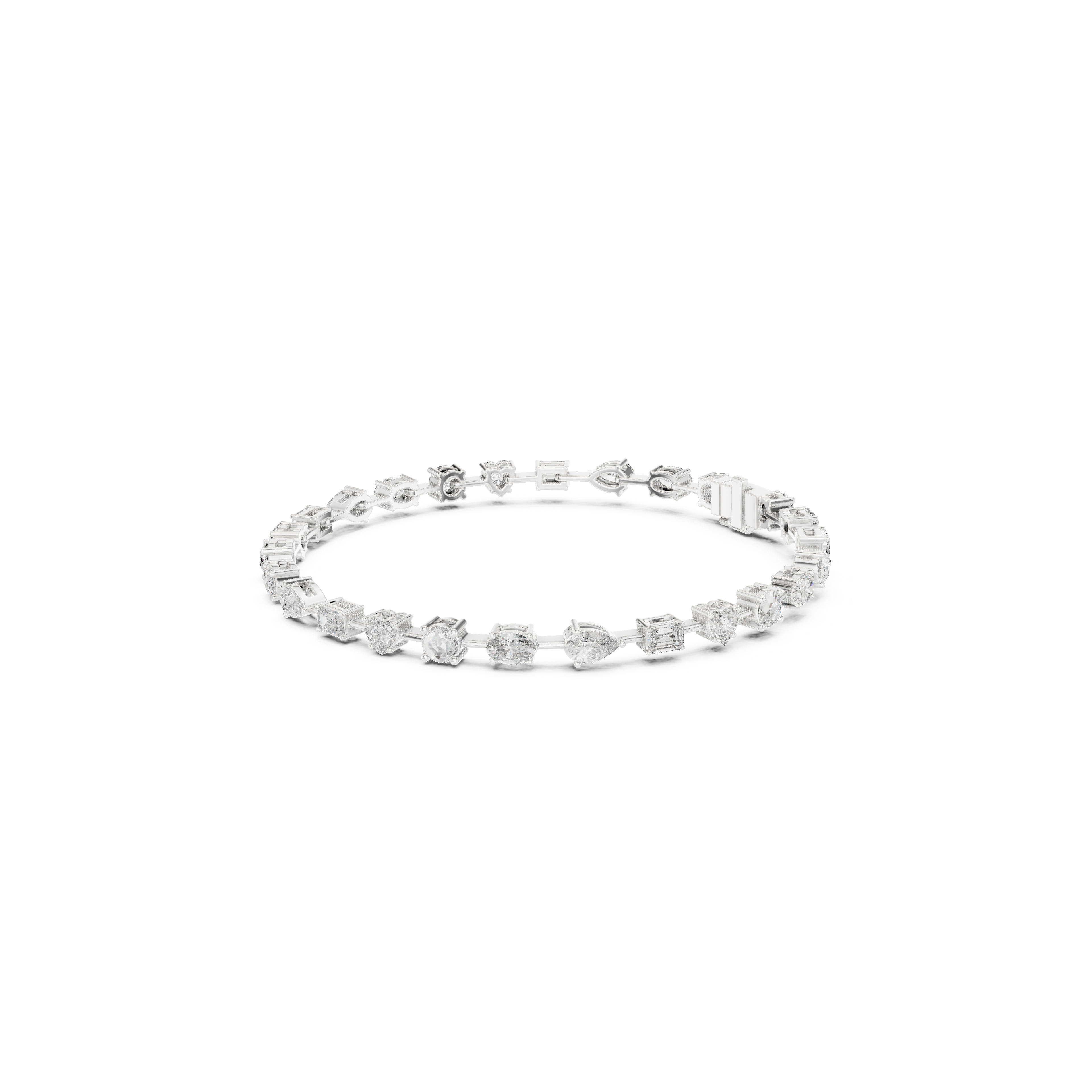 Gold 4Ct Multi Shape Lab Grown Diamond Kasha Solitaire Bracelet