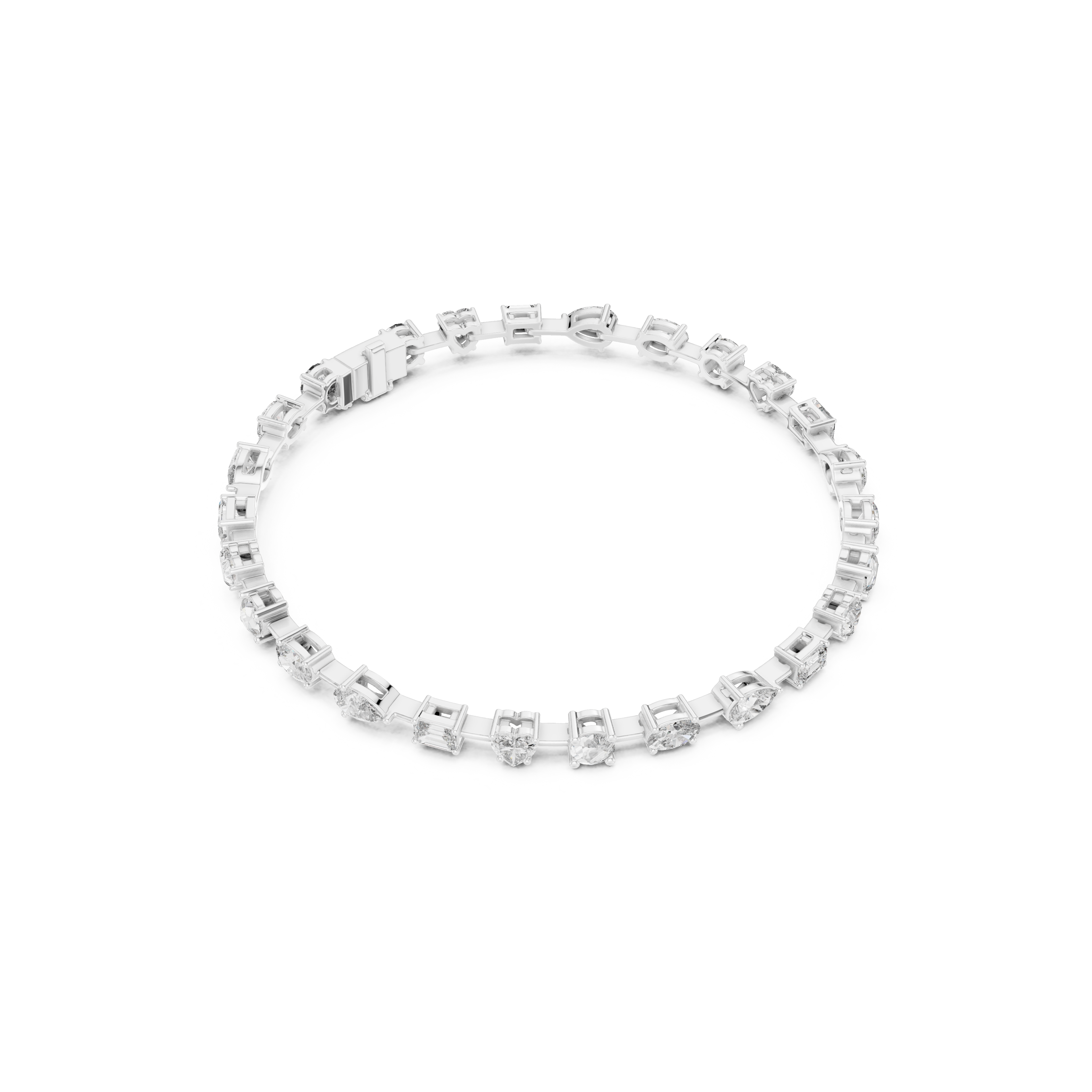 Gold 4Ct Multi Shape Lab Grown Diamond Kasha Solitaire Bracelet