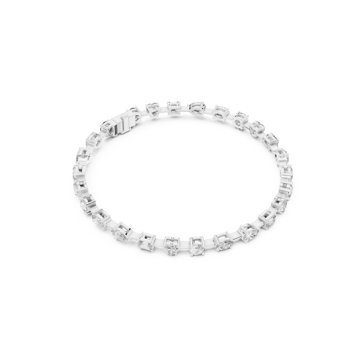 Gold 4Ct Multi Shape Lab Grown Diamond Kasha Solitaire Bracelet